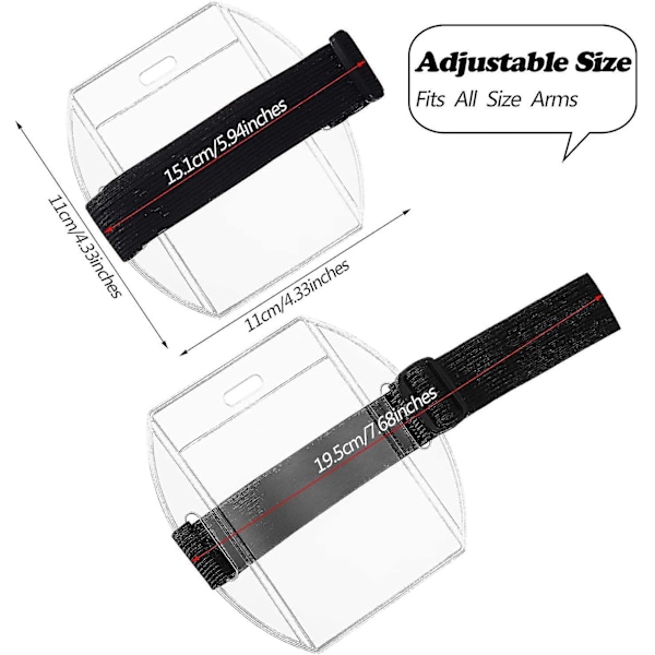 10 stk armbåndsmerkeholder med svart justerbar stropp for arbeidskort