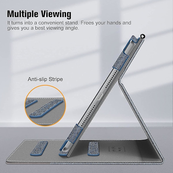 Wekity Fodral för iPad 10.2 7:e generation 2019 - [hörnskydd] Multi-vinkelställ med ficka och pennhållare