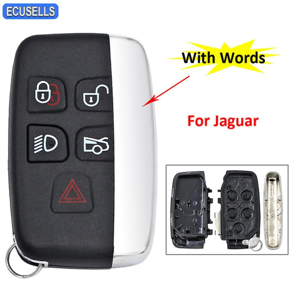 5-knaps fjernbetjening til bilnøgle skal etui Fob Smart bilnøglehus cover til Jaguar Xj Xjl Xf