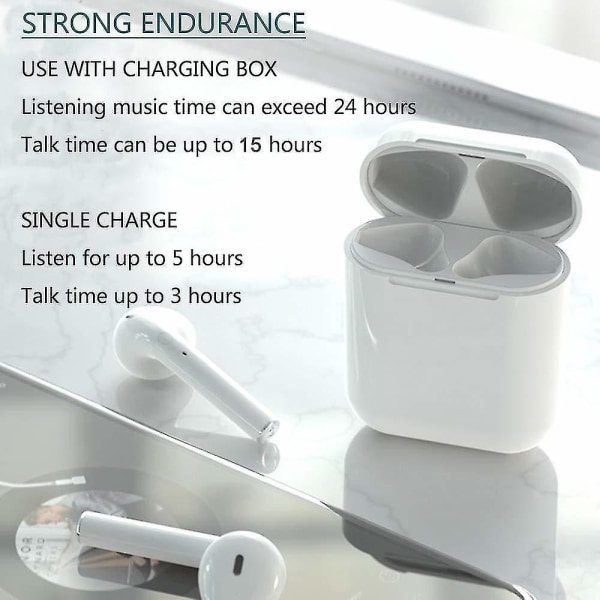 I12 Bluetooth-øretelefoner Trådløse øretelefoner Bluetooth-headset Bluetooth 5.0-øretelefoner Autoparring Støjreducerende øretelefoner In-ear