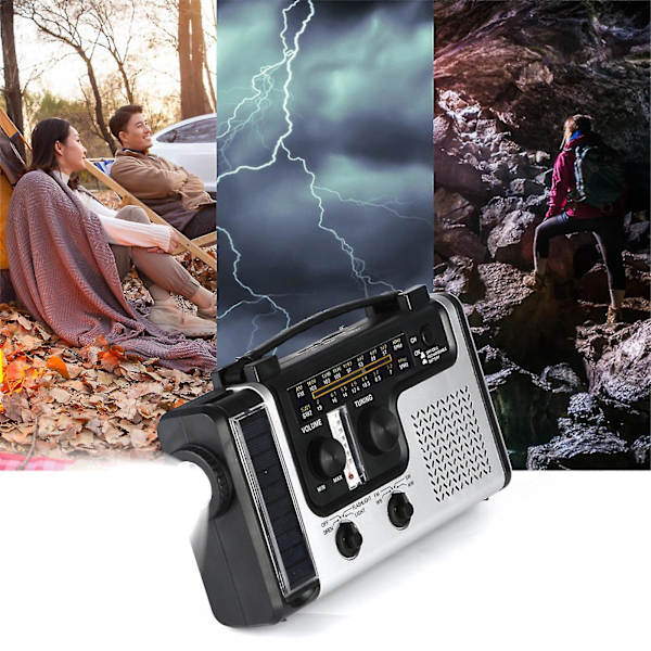 Am/fm/sw Radio, Solar Håndsving Portable Overlevelsesradio, Genopladelig Batteri Powerbank Usb Mobiltelefonoplader, Camping Lommelygte Lanterne