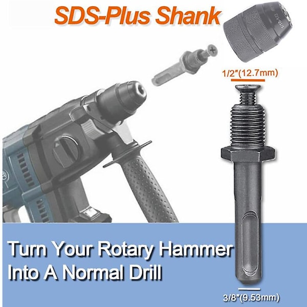 Lot 4 Professionell Cl-fri Robust 1/2-20UNF 2-13mm Perage Chuck med SDS-adapter Matrix Tool