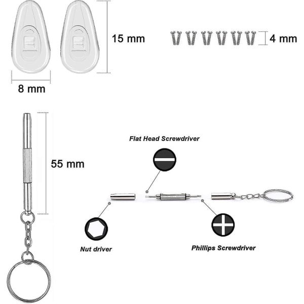 6 Par Airbag Neseputer Brilleglass Reparasjonsdeler 15mm