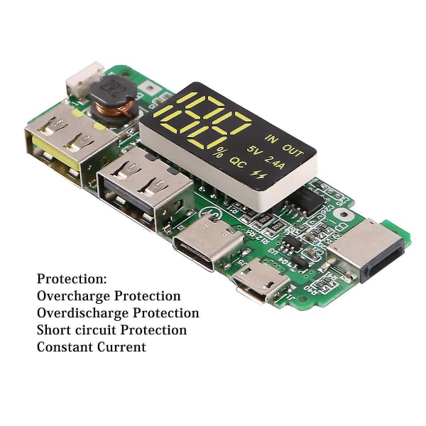 4 stk. 18650 opladningskort Dual Usb 5v 2.4a Mobil Bank Modul 186 50 Lithium Batteri Opladerkort