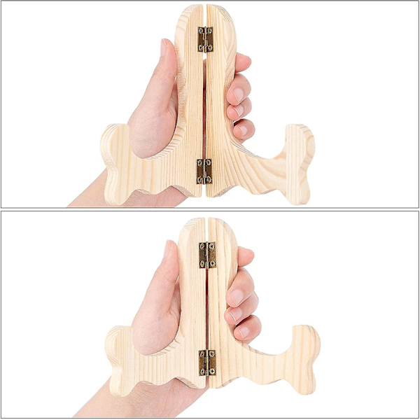 4 stk. 2 størrelser træ staffeli display stand, 5,5''/4,7''(14cm/12mm) små pladestativer Crday gave
