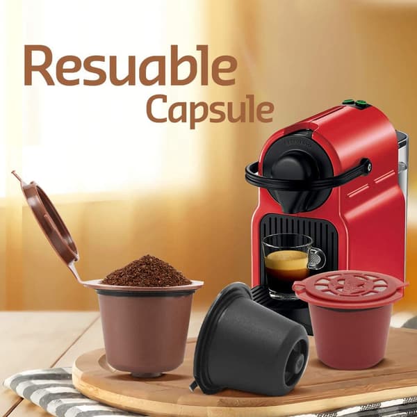 3 gjenbrukbare og påfyllbare espressokapsler for kaffemaskin