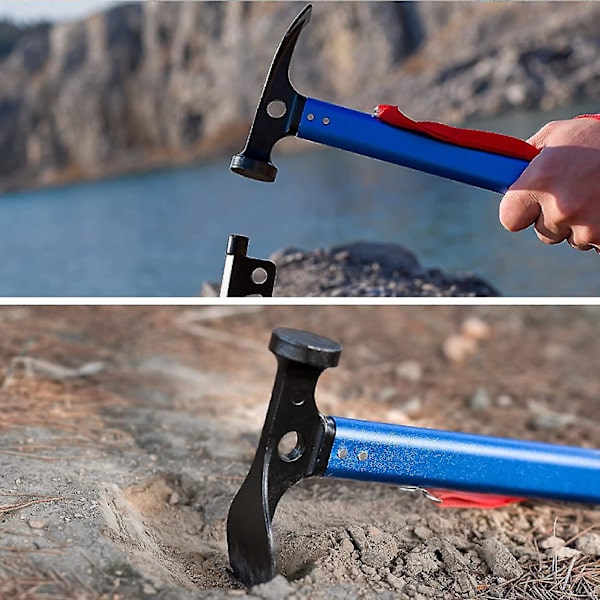 Camping teltplugg pinne hammer fjerner trekker driver spade lett aluminium bærbar multifunksjon for utendørs feste telt spiker plugger