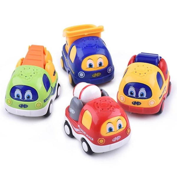 4 Stk Køretøjslegetøj Med Musik Push And Go Legetøj Til Baby Kids Lastbiler