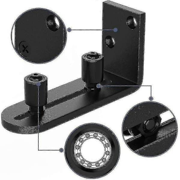 -nyt Justerbart Stay Roller Hardware Kit Gulvguider Til Skydelåge, Sort