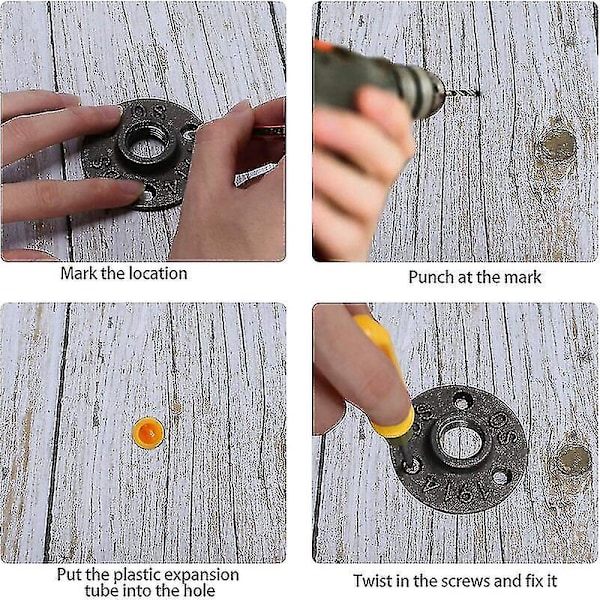 10 stk. 3/4\"\" Bsp gulvflanger støbejerns gevindflanger sorte rørflanger 3 huller gevindfitting med skruer til industriel møbel Diy dekoration montering