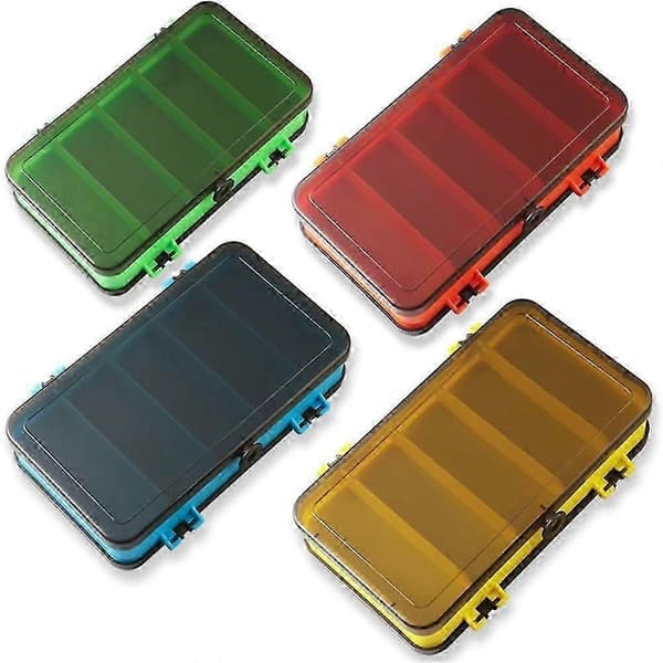 Dobbeltsidet lokkefiskeboks 2-lags opbevaring - 36 rum, foldbart design D6H0 Yellow