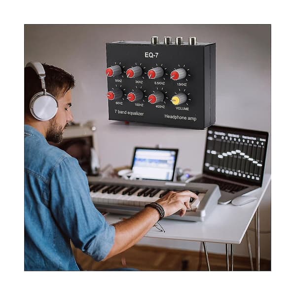 Eq-7 bilstereo headsetforsterker 7-bånds Eq Equalizer 2-kanals digital lydequalizer