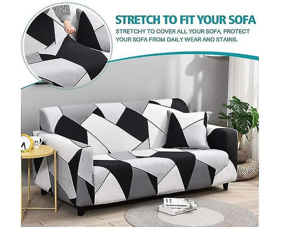 Sofaovertrekk for stue, sofaovertrekk 2 seter, (gratis putetrekk) stretch sofaovertrekk beskyttelse, enkel passform elastisk vaskbart sofaovertrekk (svart)