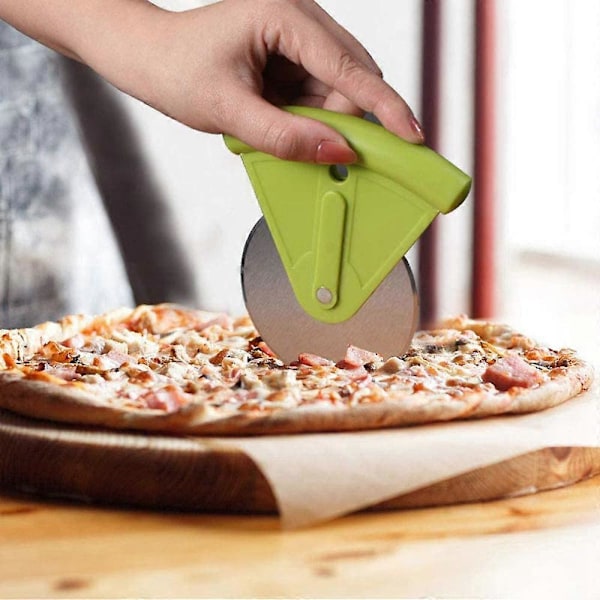 Pizza Skærer Hjul med Beskyttelsesskærm - Bærbar Pizza Slicer med Skarp Rustfri Stål Klinge, Klinge Dækning