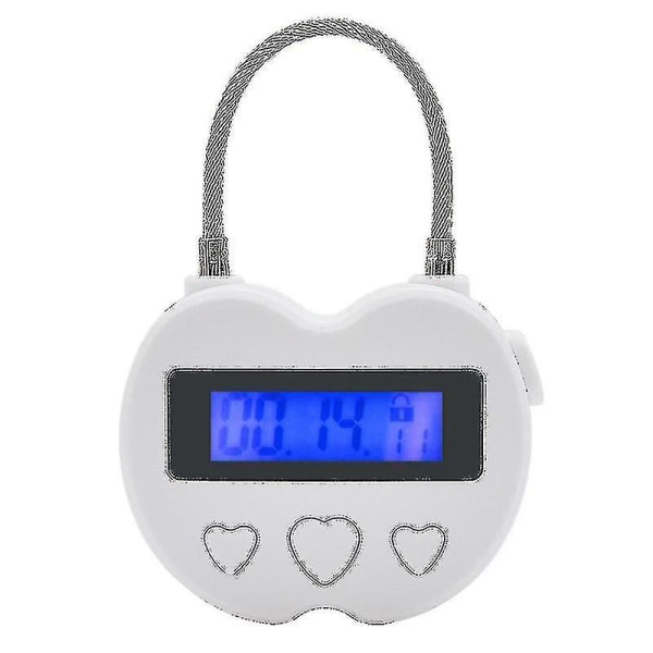 Smart Time Lock LCD Time Lock Multifunktionel Rejse Elektronisk Timer, USB Genopladelig Midlertidig Timer Hænglås, Hvid