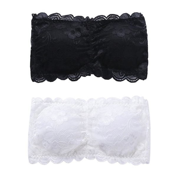 2 Pcs Lacy Bras Women Bandeau Bralettes Seamless Bralette Strapless Lace Bralette Cami Bandeau Bra