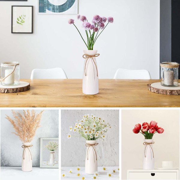 Keramisk vase, høj hvid vase, moderne bordvase Decorati