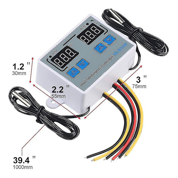 Dobbel digital termostat temperaturregulator to reléutgang termoregulator for inkubator oppvarming kjøling XK-W1088 DC24V