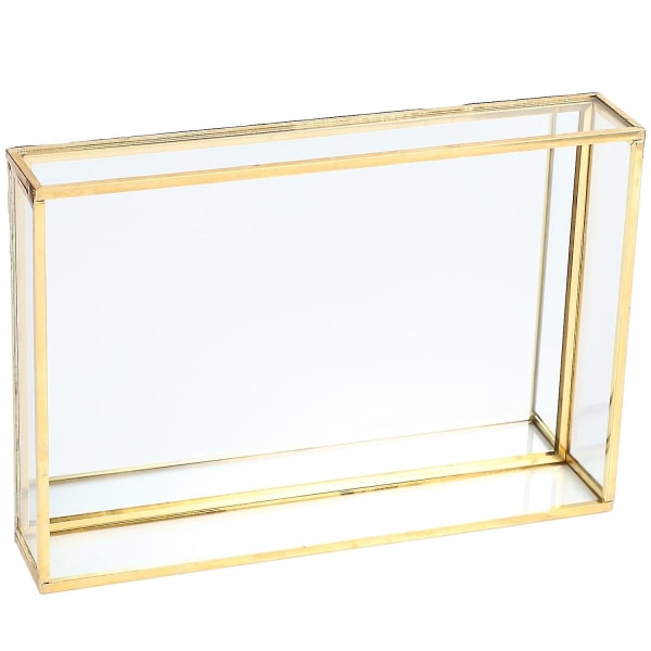 Nordisk Retro Förvaringsbricka Guld Rektangel Glas Makeup Organizer Bricka Dessert Tallrik Smycken Display