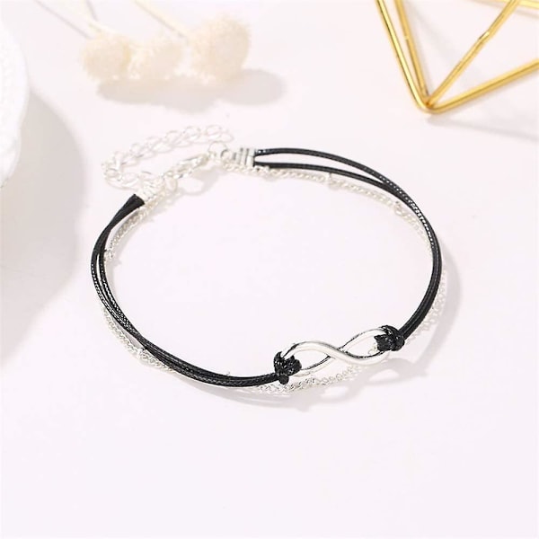 Bohemia Kerrostettu Musta Nahka Anklet Ikuisuuden Solmu Riippuva Koru Jalkaketju Boho Ranta Jalkakoru Naisille Ja Tytöille