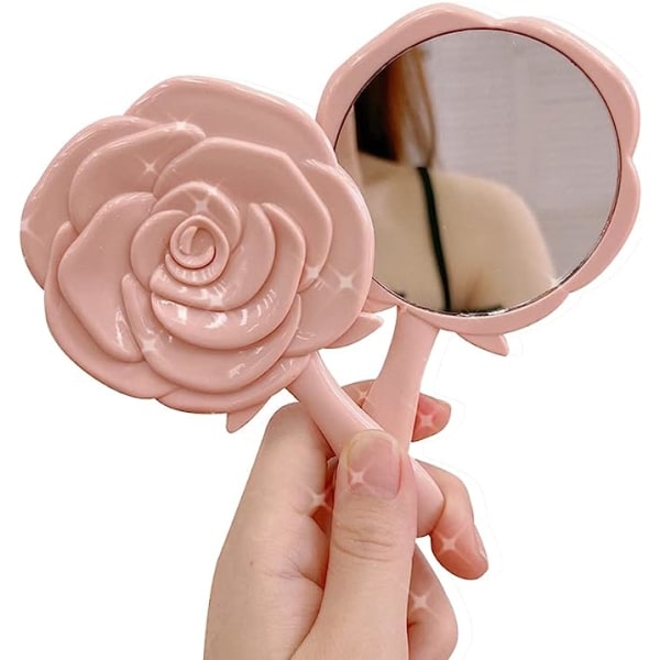 2 st Rose Flower Cosmetic Mirror Portable Rese Vanity Mirror Handheld Makeup