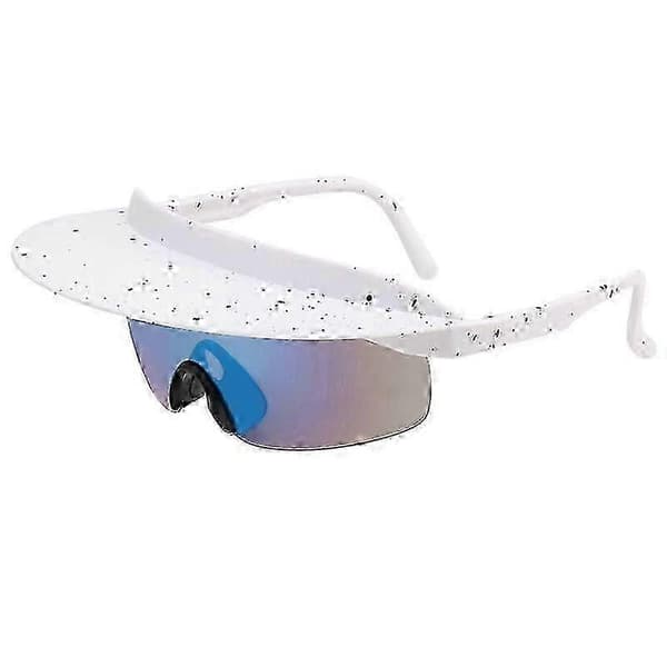 UV400 Pyöräilyvisiirilasit Tuulenpitävät Ulkoilulasit White And Blue