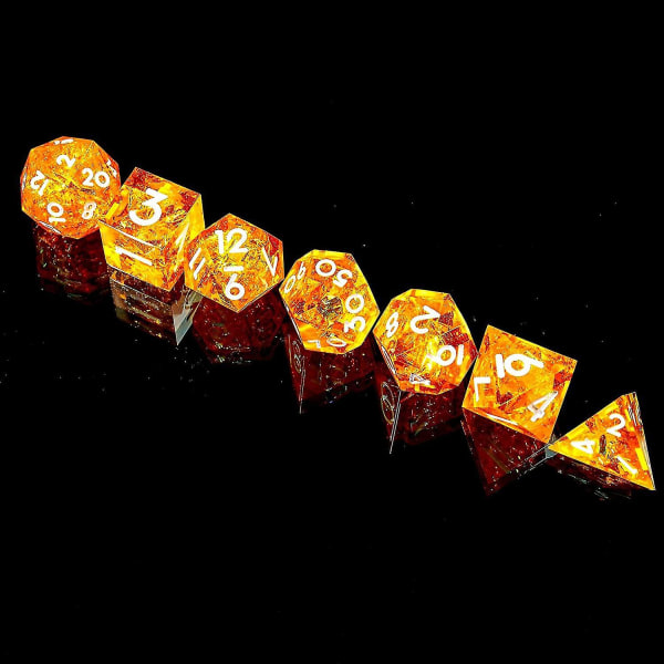 Polyedrisk set 7 delar skarp handgjord set med vassa kanter för Rpg bordsspel Pathfinder
