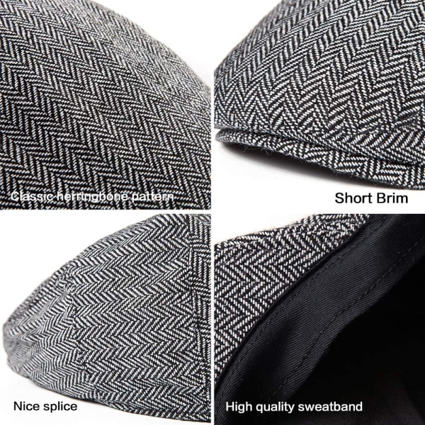 Mænd Newsboy Cap - Klassisk uldblanding Tweed Flat Cap Cabbie Hat Mænd