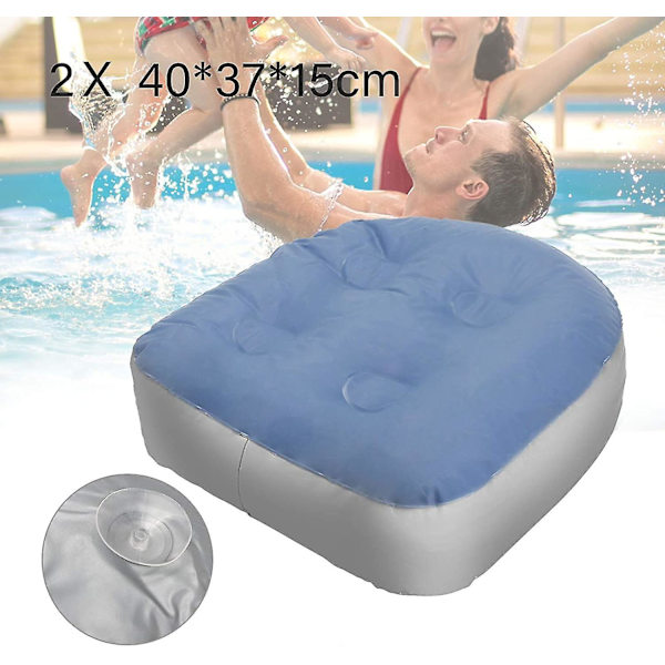 2 X Oppblåsbart Booster sete Whirlpool Massasjekloss Spa Vanntett Ryggpute Badekar Akupressur Boblebad Myk Booster sete Med 4 Suggekopper