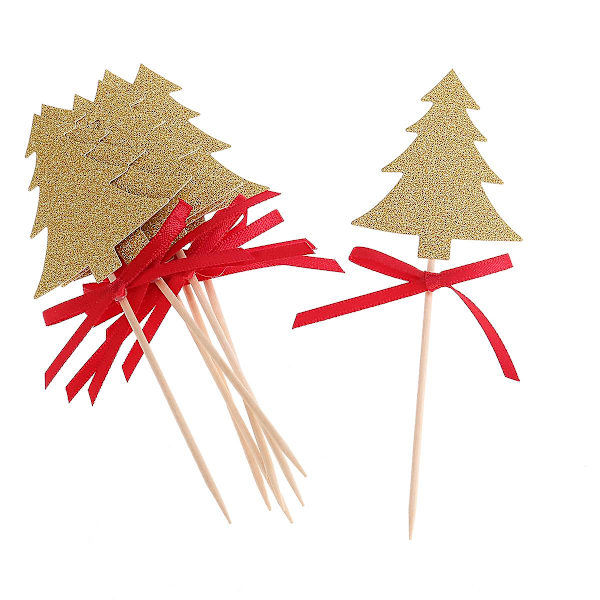10 stk. kagedekorationer cupcake topper juletræer kage