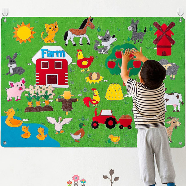 Farm Animals Felt Story Board Set 3,5ft Esikoulun maalaistalo-teemalla kerrottava seinälle ripustettava lelu
