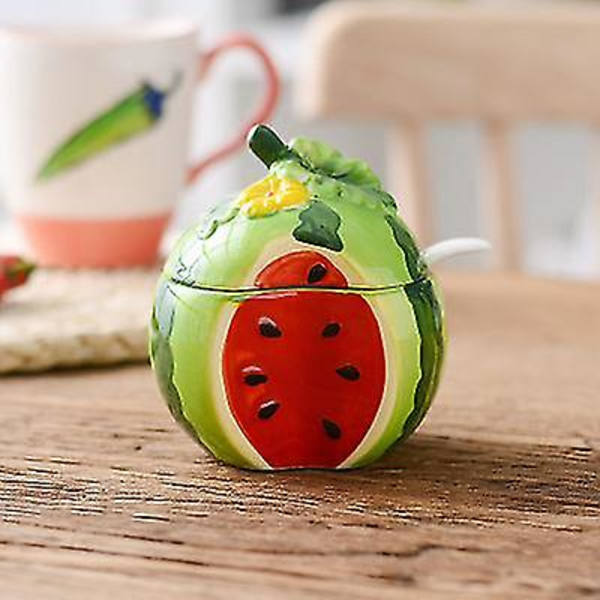 Frugtkeramik krydderiglas krydderi beholder vandmelon/granatæble/citron krydderi boks køkkenartikler dekoration krydderitank Watermelon