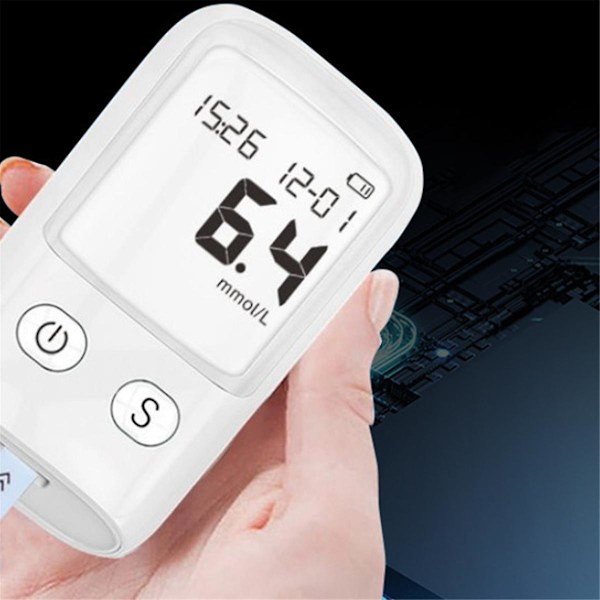 Hemoglobinmätare Hemoglobintestare Hemoglobintestkit Glucometer för att mäta blodsocker, 25 teststickor + 25x nålar