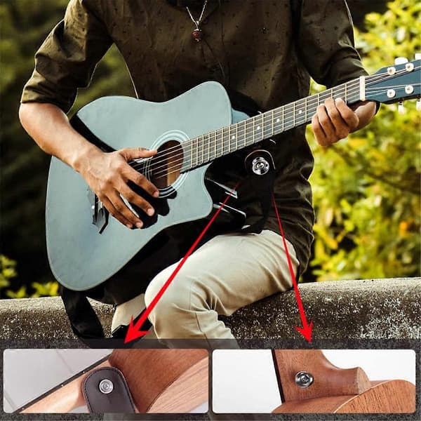 12st Gitarrband Lås Knappar Metall Ändstift med Monteringsskruvar för Akustisk Klassisk Elgitarr Bas Ukulele