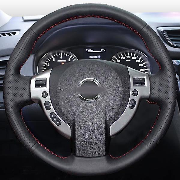 (sort tråd) håndsyet læderratbetræk til Nissan Qashqai J10 X-trail Nv200 2008-2012 bilstyling