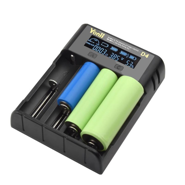 4-slot LCD-skærm batterioplader Smart USB LCD batterioplader Lithium elektronisk oplader