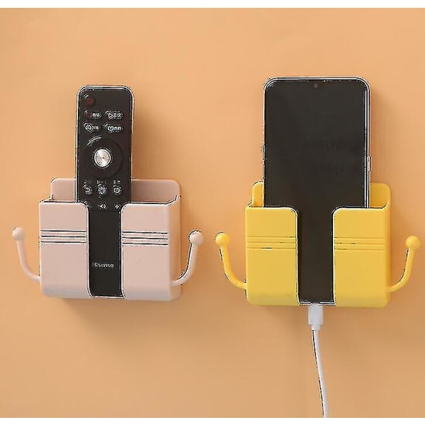 2 stk Vægmonteret Mobiltelefon Holder Opladningsstativ Rack Hylde Selvklæbende holdere-farvelyserød