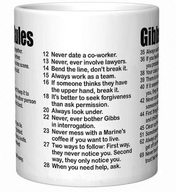 NCIS 2022 Gibbs Rule Kaffeekrus, svært minneverdig og samleobjekt, egnet for å gi til venner (avskjedversjon)