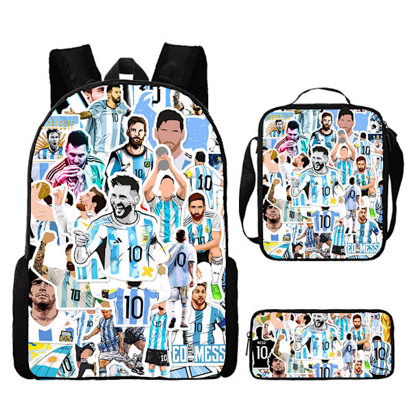 3 kpl/setti jalkapallo tähti reppu opiskelija koululaukku 8 pencil case