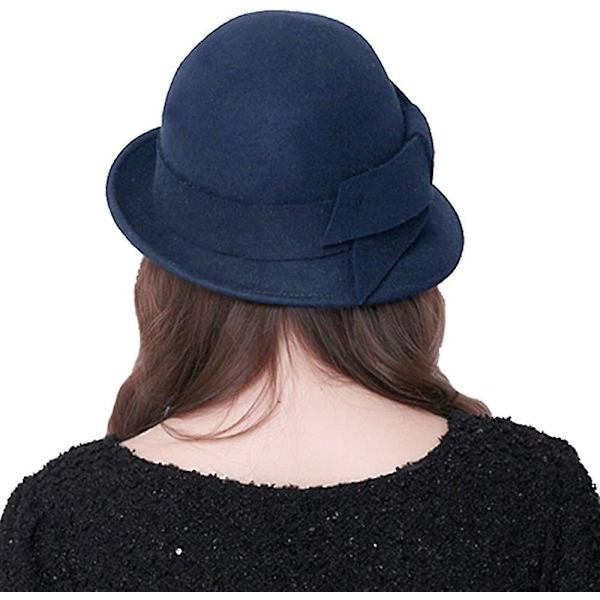 Damer Solid Farve Vinterhat 100% Uld Cloche Spand med Sløjfe Accent