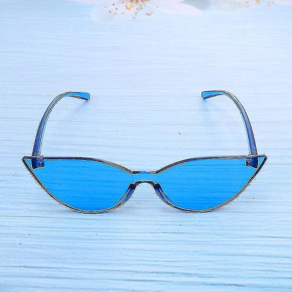 Cat Eye solbriller Kreative briller Dekorative festbriller Strandbriller til kvinder (blå)