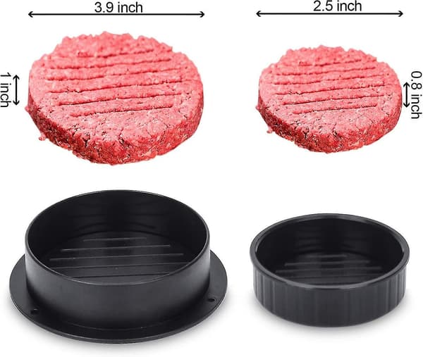 Hamburgerpress, Olika storlekar Hamburger Patty-formar, 3 i 1 H