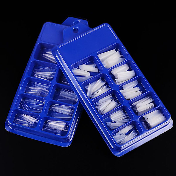 100 stk/boks Falske negler Cowboy stil Flat Tip Ballerina Manikyr Diy Salon Kunstige negler (transparent)
