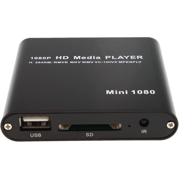 AGPtek Black Mini Full HD 1080P Digital Streaming Media Player-MKV/RM-SD/ USB HDD-HDMI CVBS YPbPr