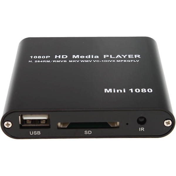 AGPtek Musta Mini Full HD 1080P Digitaalinen Virtausmediasoitin - MKV/RM-SD/USB HDD-HDMI CVBS YPbPr