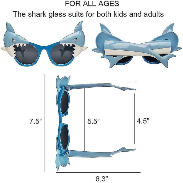 Shark Glasses Party Favors, 6 stk Shark Photo Booth Rekvisitter Ocean Pool Party Supplies Kostyme