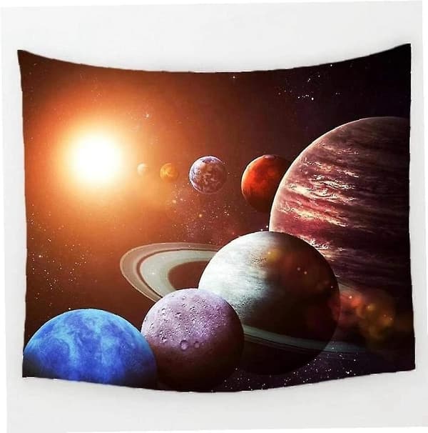 Sol System Gobeläng Tryckt Vägg Hängande Gobeläng Polyester Gobeläng (färgglad1pc)