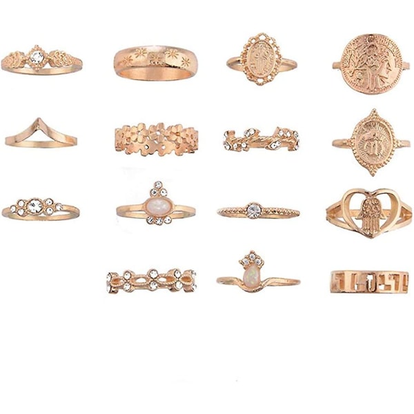 10st Bohemian Retro Vintage Crystal Joint Knuckle Ring Sets Finger Rings