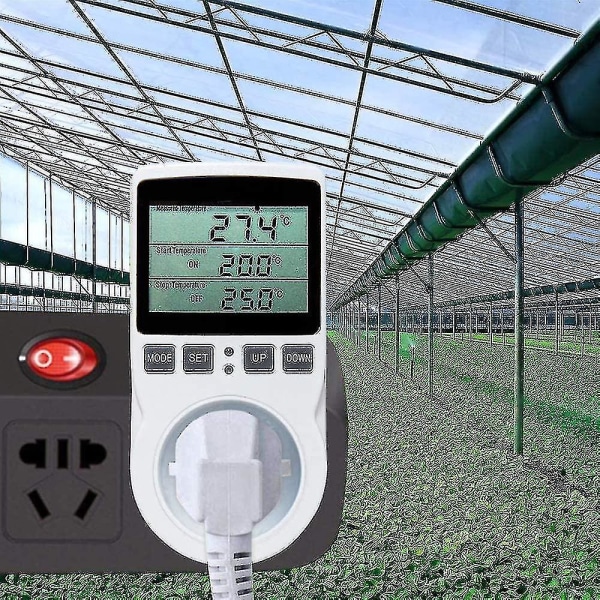 Digital / Varme Køling Termostat Stikkontakt Lcd Temperatur Controller, 230V Til Drivhusgård Temperatur Controller/Terrarium Termostat(Socket)
