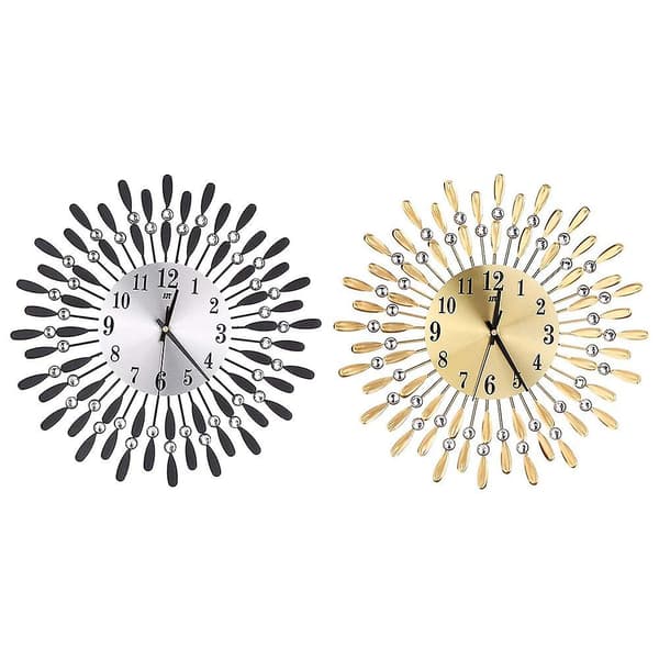 15 tum 3d väggklocka glänsande strass stil (guld)